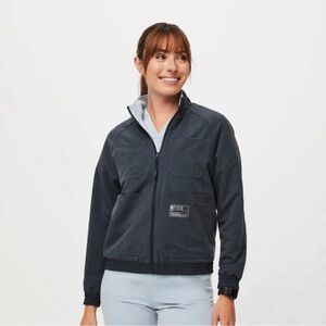Figs Women’s Reversible Scrub Jacket - Dark Harbor/Dusty Blue - Small